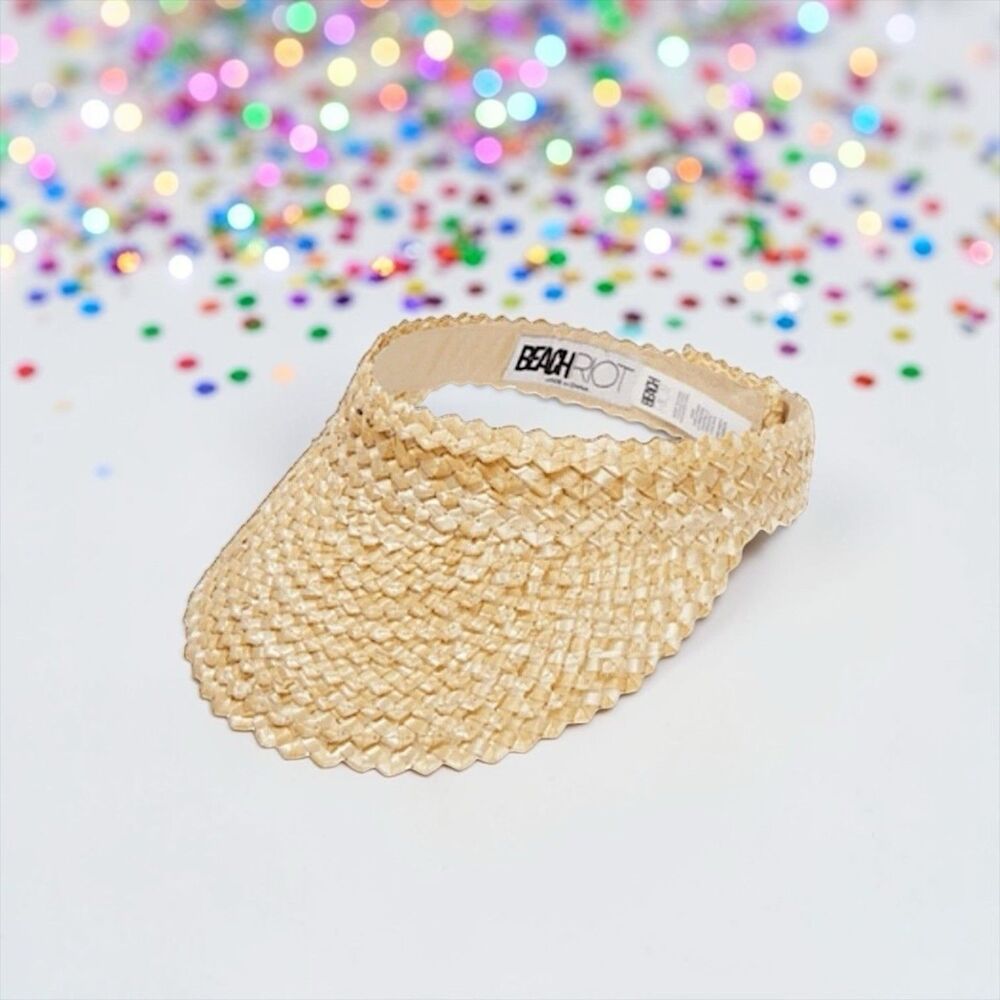 Beach Riot Tan Straw Visor NWT Summer Hat MSRP $78